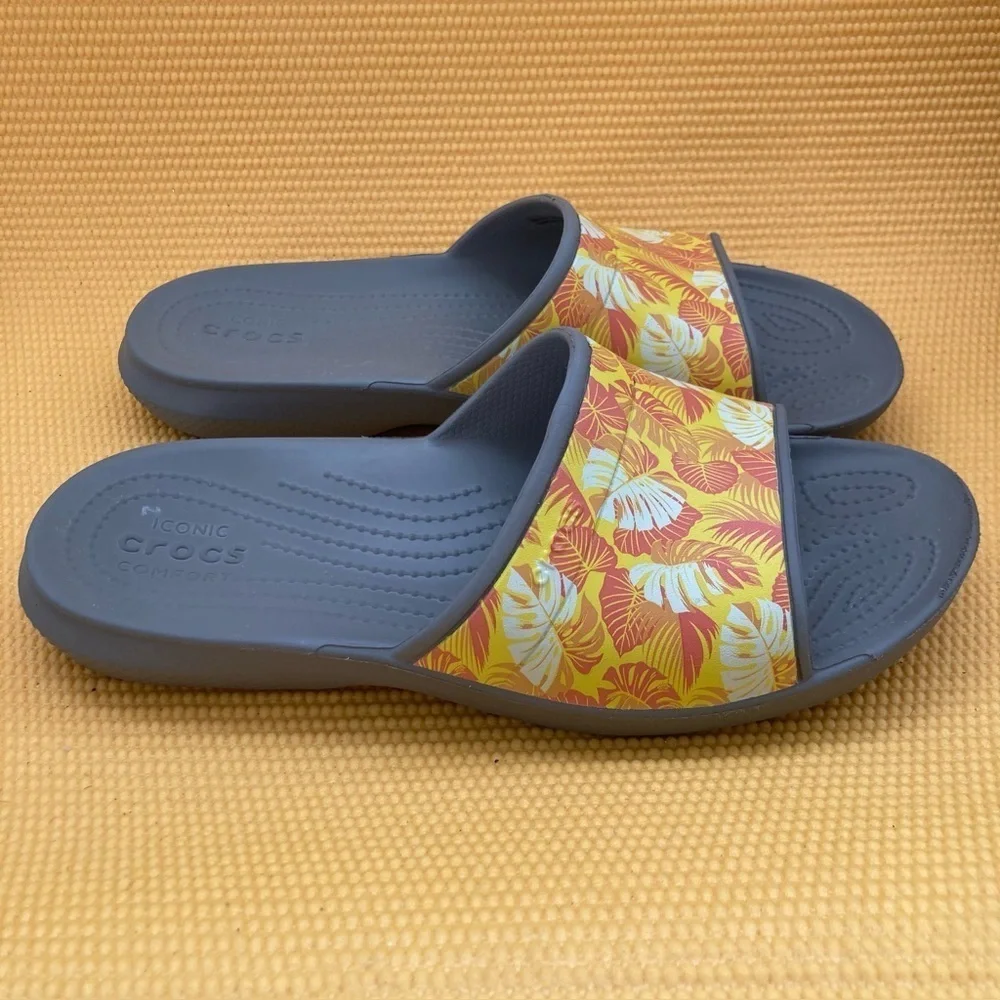 Crocs Tropical Sandals for Women Size W10  M8 Color Orange Yellow White Gray